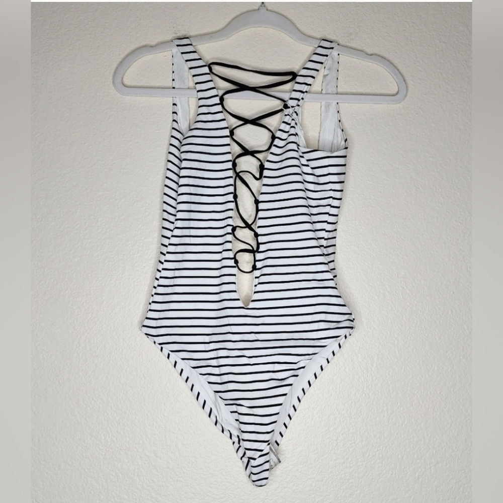 Beach Bunny Taylor Black & White Stripe One Piece